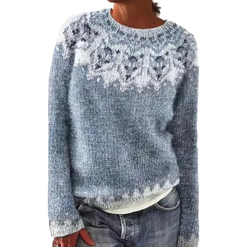 Weihnachtspullover Norweger Damen Oversize Pullover Damen Rundhals Pullover Rollkragenpullover Damen Weißes Langarmshirt Damen Pullover Strickjacken Für Damen Pulli Damen Weinachtenpulli