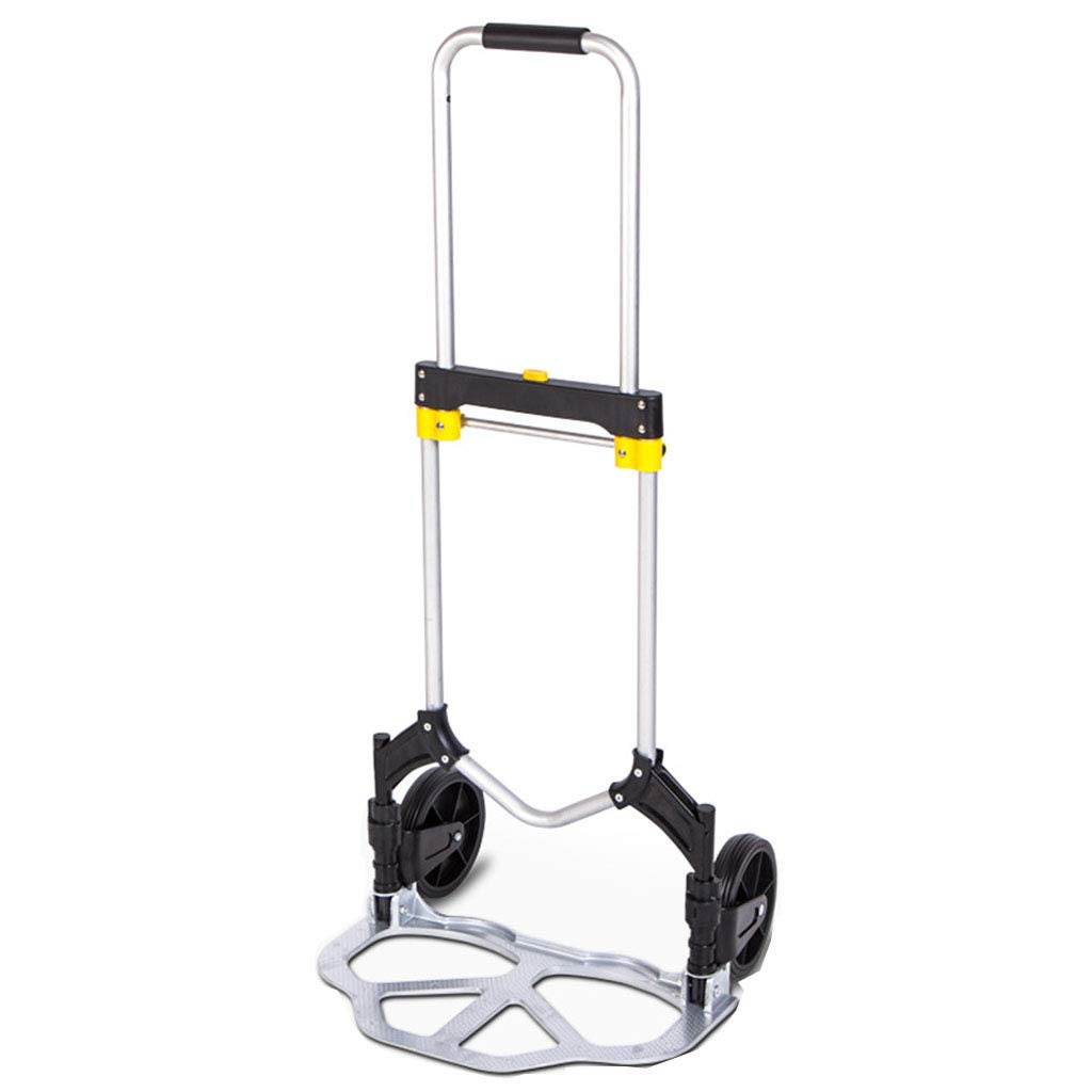ALUS- Folding Aluminum Luggage Cart Portable Trolley Shopping Cart Silent Handling Pusher Load 150kg