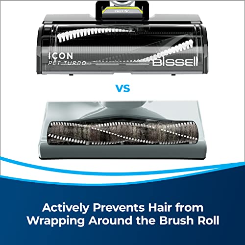 Bissell ICONPet Turbo Vacuum with Powerful Turbo Boost Suction, Tangle Free Brush Roll, & Parking Break, LED Crevice + Dusting Brush Tool, LED Motorized TurboBrush Tool, Plus a Wall Mount