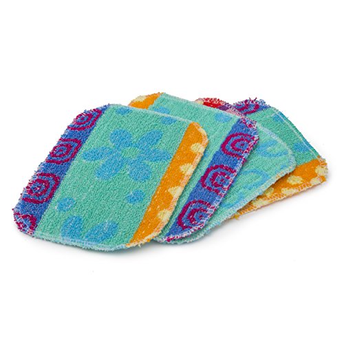 Set Of 8 Premium Paperless Kitchen Dish Wash Scrubs – Sponge Scour Pads Made Of 100% Natural Organic Fibers W/Non-Toxic Coat – Non-Scratch Surface – 5” X 6.5” – Ideal For Kitchen, Bathroom Cleaning #TOP5