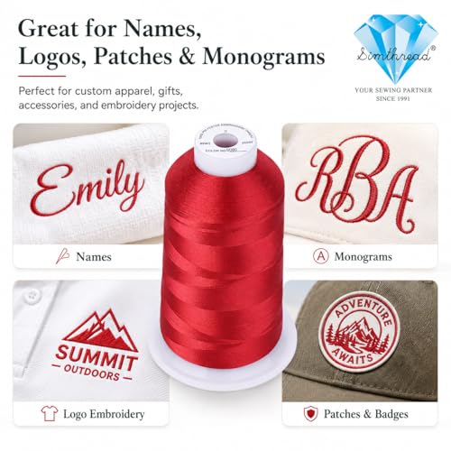 Image of Simthread 5500Yds /5000M 40WT Polyester Embroidery Thread Raspberry S083 | High-yardage 5000M spool offers smooth feeding and stable 40WT polyester thread for home and commercial embroidery machines.