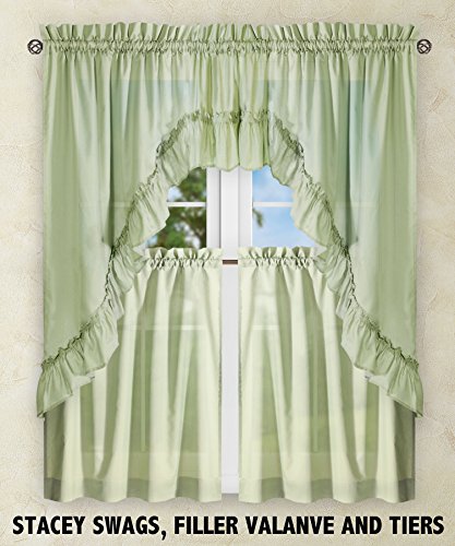 Ellis Curtain Stacey 54-By-13 Inch Ruffled Filler Valance (Sage) #TOP4