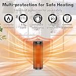Portable Space Heater for Indoor Use with Remote - QOWETU 70° Oscillating Electric Heater, 17 Inchs, 12H Timer, 1500W Quiet PTC Ceramic Heating with Thermostat, Fast Safety Heat for Home, Bedroom - Image 4