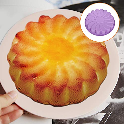 3 Pack Large Silicone Baking Molds,DanziX Rose Sunflower Whirlwind Shape Non-Stick Baking Trays for Birthday Party Cake Bread DIY-Red,Green,Purple - Thumbnail 4