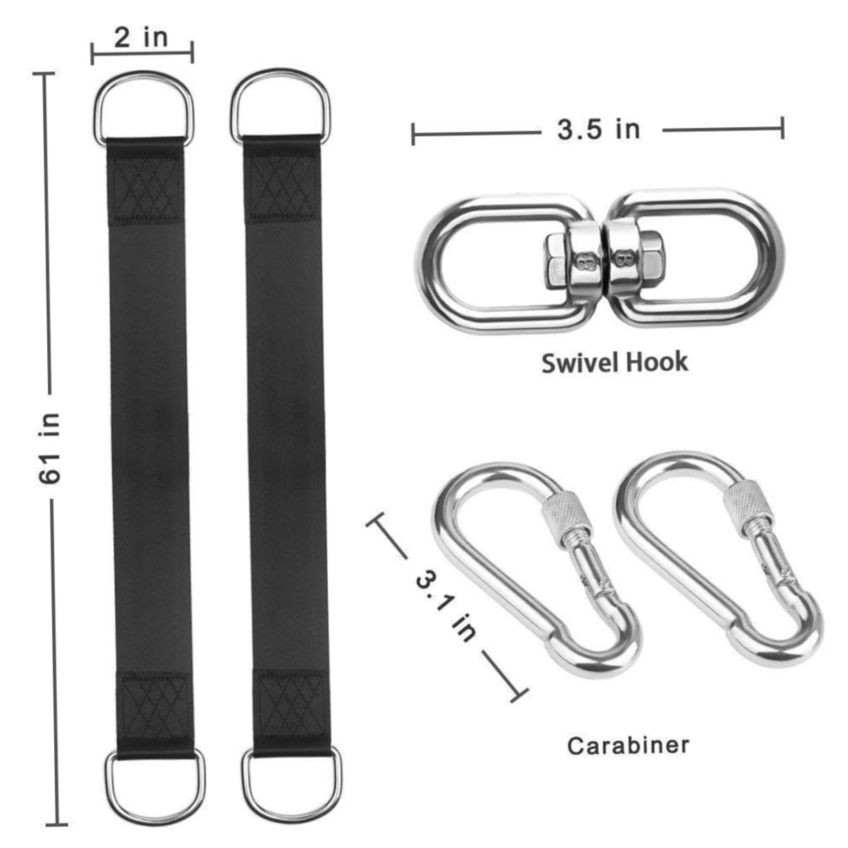 GALPADA Outdoor Swing Straps Pack Stainless Steel Safe Easy to Install for Camping Hammocks Boys and Girls Swings