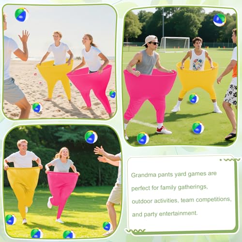 Image of Granny Pants Outdoor Game,Granny Pants with 8 Bouncy Balls & 1 Air Pump (Random Colors) and 2 Pack Color Granny Pants Yard Game for Family Reunion Party Field Game