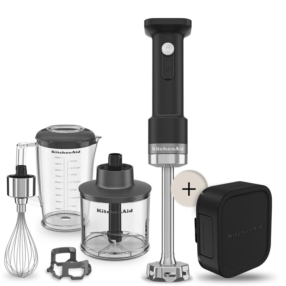 Kitchenaid Cream 5Khbrv75bm Go Cordless Hand Blender With Accessories And Battery