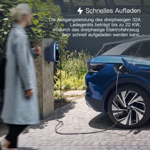 EVFUEL EV borne de Recharge vehicule Electrique Type 2 triphasé Chargeur Station 22kw/380V/32A/1m vers Le boîtier de Distribution (sans Prise de câble) – Image 8