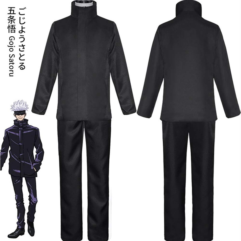 優品制作 ウィッグ付き 五条悟（ごじょう さとる） コスプレ 呪術廻戦 虎杖 悠仁 伏黒 恵 钉崎 野蔷薇 男女兼用 学園祭 コスプレ衣装 コスチューム イベント パーティー 文化祭 (五条悟+ウィッグ, L)