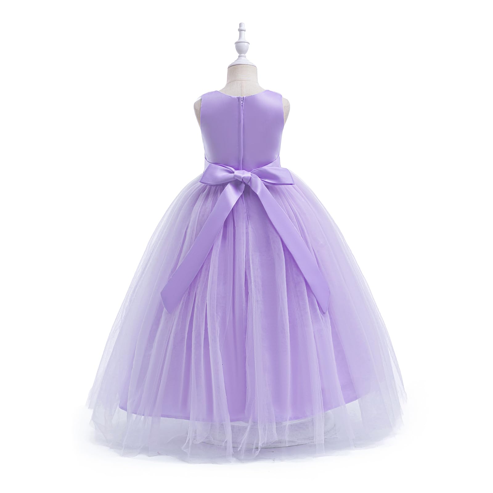 Vestido de novia formal para niñas con flores, para fiesta de tul, dama de honor, desfile, princesa, cumpleaños, baile de graduación