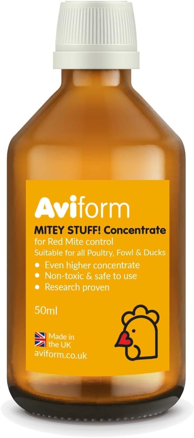 MITEY STUFF! Red Mite Liquid for Poultry Birds - Prevent Mites, Lice And Fleas on Chickens - Simply add to drinking water (50ml)