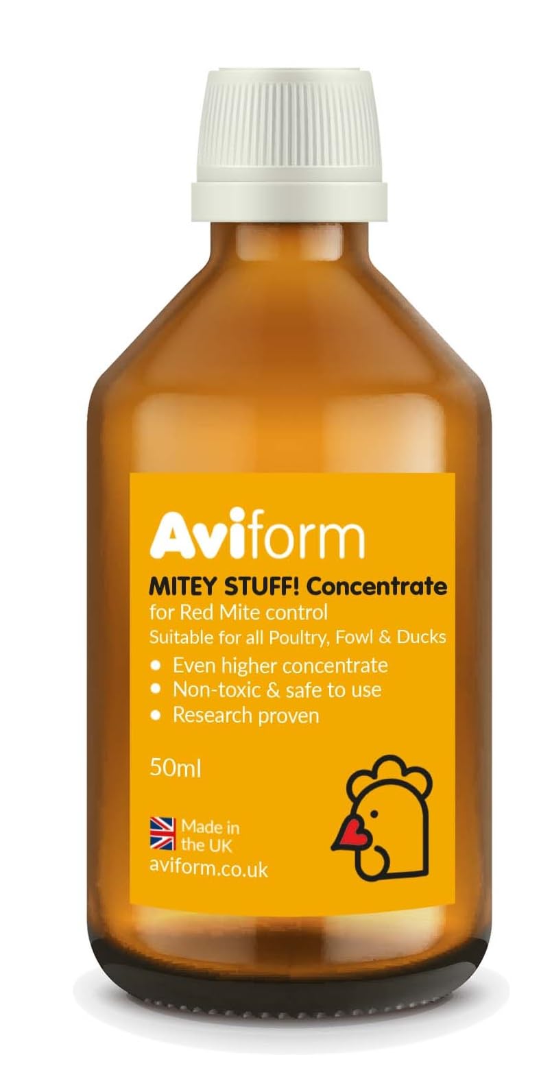 MITEY STUFF! Red Mite Liquid for Poultry Birds - Prevent Mites, Lice And Fleas on Chickens - Simply add to drinking water (50ml)