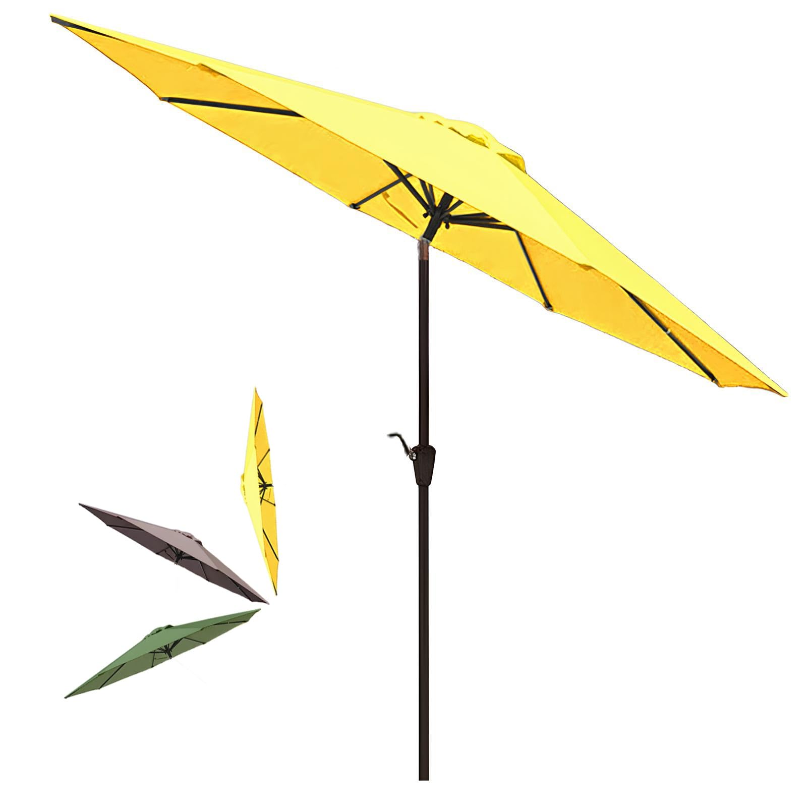 Wataow Unisex Yellow Garden Parasol, Umbrella Patio Outdoor Tilted，Heavy Duty Polyester, For Balcony, Backyard, Pool,Portable 2.7M(Yellow)