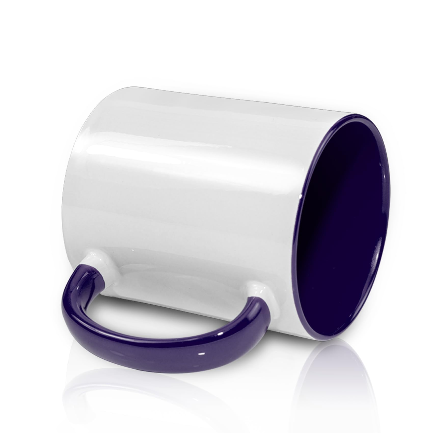 SUBLOVER Juego de 9 tazas de cerámica blancas para sublimación, tazas de café de 325 ml, tazas de sublimación a granel para Navidad, para máquina de prensa de tazas, color interior y mango (morado)