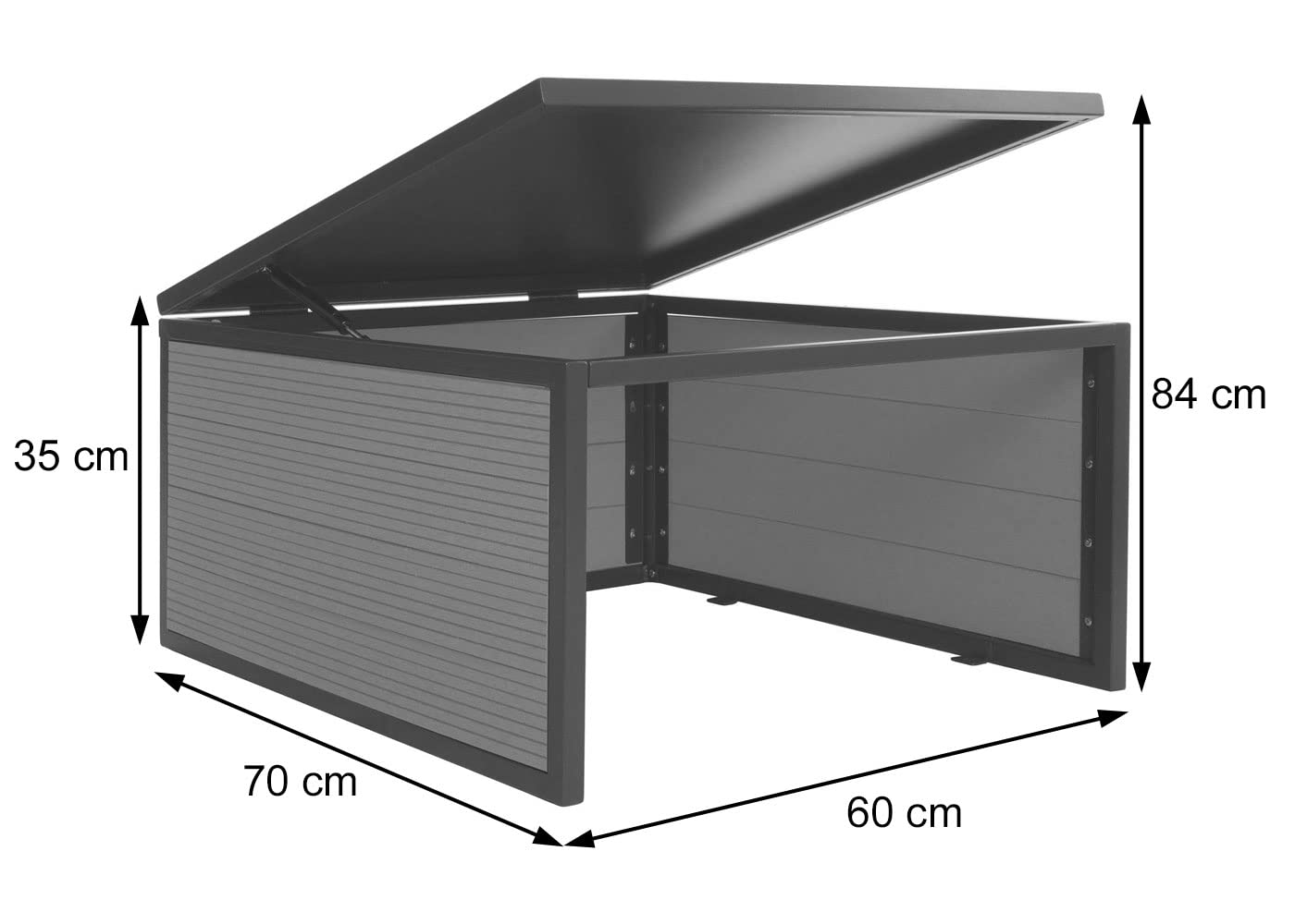 Garaje para robot cortacésped con tapa HWC-L45, techo para cortacésped, metal WPC, 35 x 60 x 70 cm, aspecto de roble