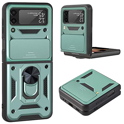 Coque Galaxy Z Flip 3 antichoc avec anneau magnétique pour support voiture - Vert Foncé