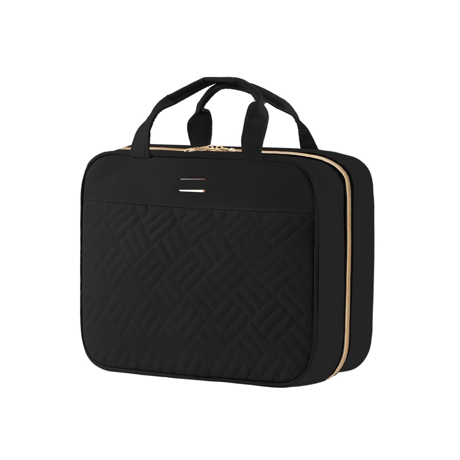 Kosmetiktasche Damen Große Damen-Kosmetiktasche Mit Haken, Tragbare Reise-Kosmetik-Aufbewahrungstasche Kulturbeutel(Black)