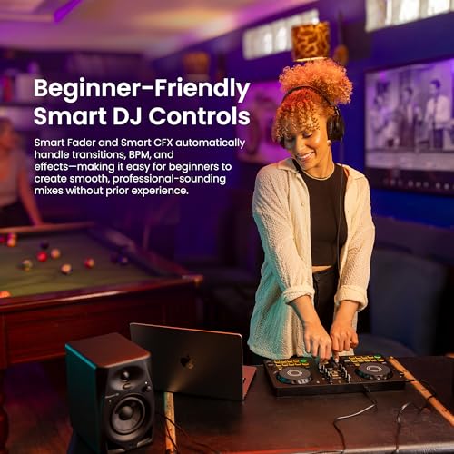 Image of Pioneer DJ AlphaTheta DDJ-FLX2 Compact 2-Channel DJ Controller | Bundle with Laptop Stand, Headphones, and Austin Bazaar Polishing Cloth