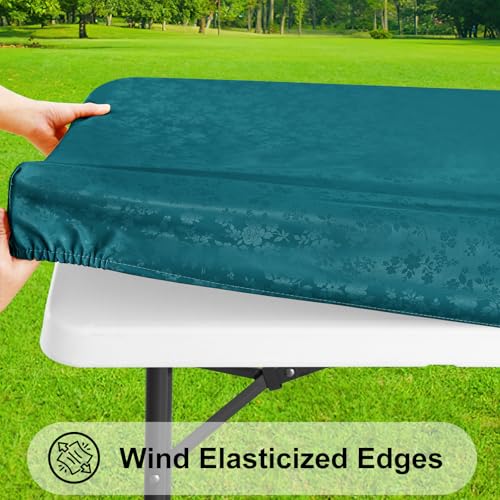 Image of Smiry Heavy Duty Vinyl Fitted Tablecloths for 4 Foot Rectangle Tables