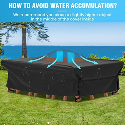 Velway Patio Furniture Cover Outdoor, Waterproof Rectangular Patio Table Chair Set Cover, 98"Lx78"Wx32"H, All Weather Oxford Tear-Resistant Sectional Sofa Set Covers With Windproof Design, Black #TOP4