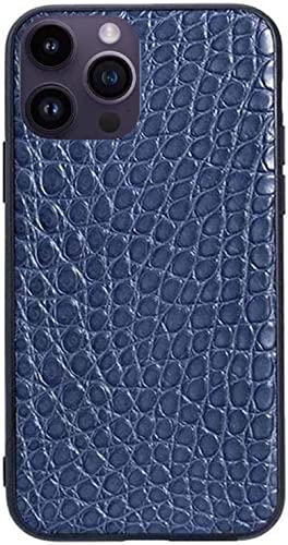 Coque iPhone 14 Pro bleu ultra fine tout compris en relief crocodile pour modèle 2022