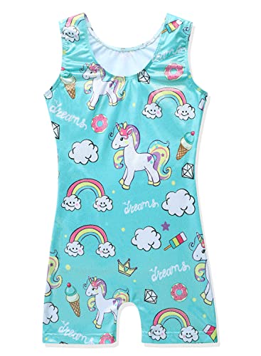 EQSJIU Little Kid, Girls Gymnastics Leotards With Shorts Aqua Unicorn Rainbow Cloud Ice Cream Lollipop Diamond Shiny Sparkle Leotard For Girls Gymnastics 4t 5t 4-5t Dance Class2