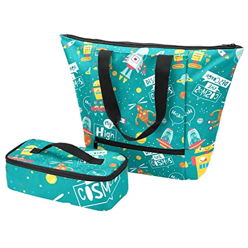 Grand sac fourre-tout et boîte à déjeuner dessin animé pour le travail et pique-nique