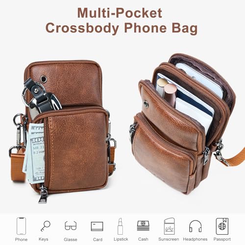 Bluome Small Crossbody Phone Purse for Women –PU Leather Crossbody Handbag Wallets Shoulder Travel Bag with Headphone Jack3