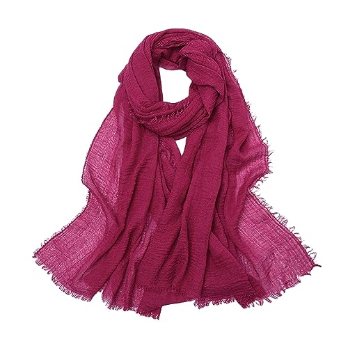 Châle en lin et coton d'été rose violette, étole de mi-saison haut de gamme