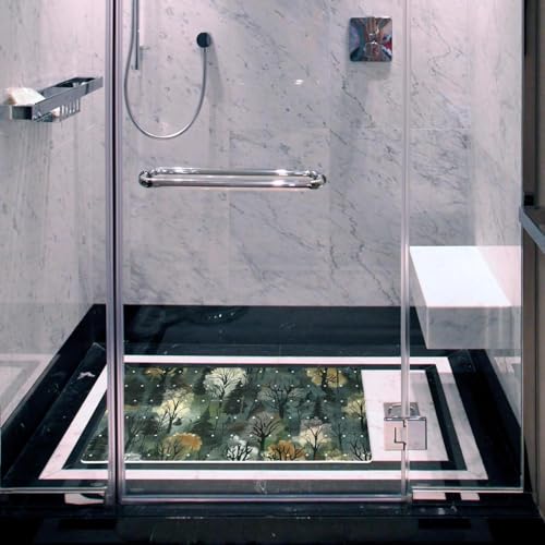 Tapete de baño fácil de limpiar con estampado de árboles 7