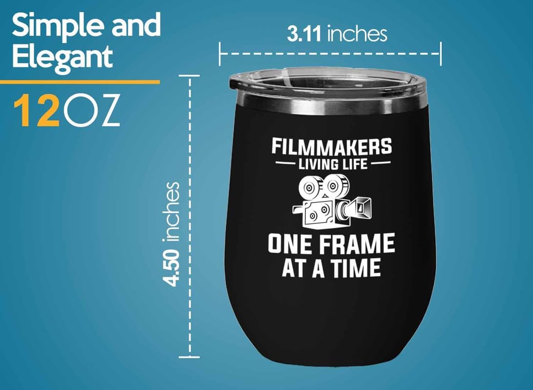 Filmmaker Black Edition Wine Tumbler 12oz - Filmmakers Living life - Filmmaker Gifts Camera Lens Cut Prop Director Movie Film Scriptwriter image 4