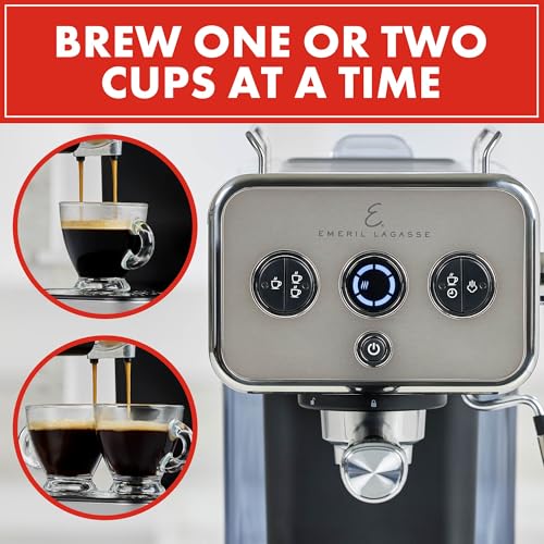 Emeril Lagasse Halbautomatische Espressomaschine mit 15 Bars und Milchaufschäumer, Edelstahl-Finish, Doppelhub, abnehmbarer Wassertank, 32 Unzen 8 Emeril Lagasse Halbautomatische Espressomaschine mit 15 Bars und Milchaufschäumer, Edelstahl-Finish, Doppelhub, abnehmbarer Wassertank, 32 Unzen