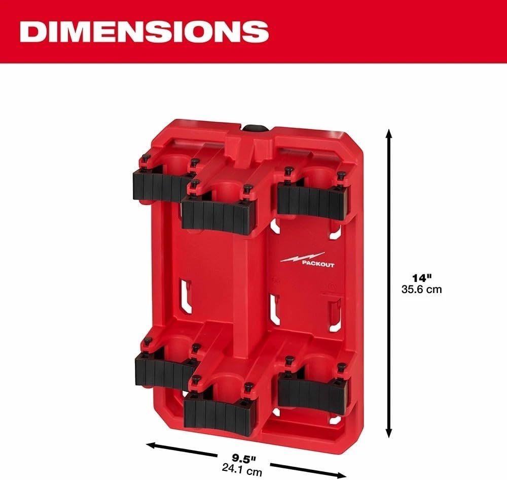 Tool Rack 48-22-8349 fits Milwaukee Durable Modular Long Handle Tool Holder Length 7 in Width 9.4 in Height 14 in Red Black