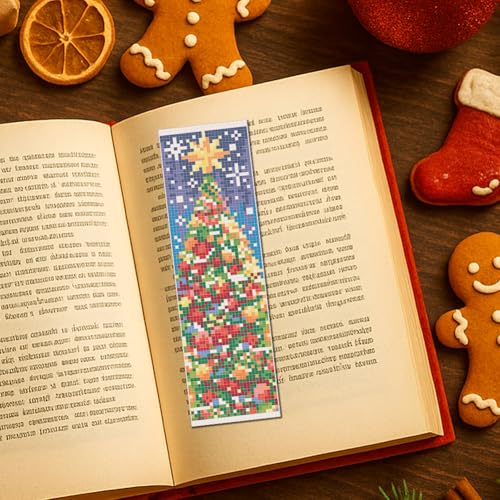 Image of FREEBLOSS 6 Set Christmas Cross Stitch Bookmark Kit for Adult Beginners Snowman Santa Claus Stamped Cross Stitch Kits Bookmarks Embroidery Kit with Instructions for Gift 11CT 8 inchx2.4 inch