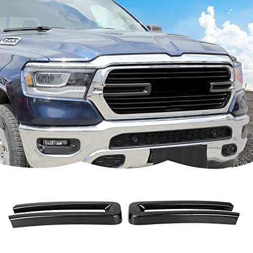 Image of Carbon Fiber Front Grille Inserts Trim Cover Grill U Bar Cover Frame Decoration Exterior Accessories for Dodge RAM 2018 2019 2020 2021 2022
