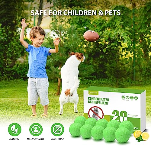 MAGIC CAT Cat Repellent Outdoor, 20 Pack Peppermint Oil Cat Deterrent Indoor for Home to Protect Furniture Curtain Pet Family Safe, Dog Repellent to Keep Feral Cats Stray Dogs Out of Yard Garden Lawn