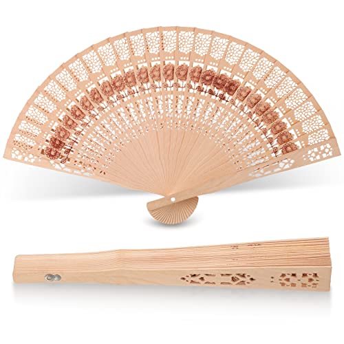 Abanico de Mano Plegable Abanico de Madera Calado Abanico de Decoración de Pared Tallada Hueca de Girasol Chino Vintage Regalo Recuerdo de Boda Verano para Mujer Nupcial Baile Invitada Cover