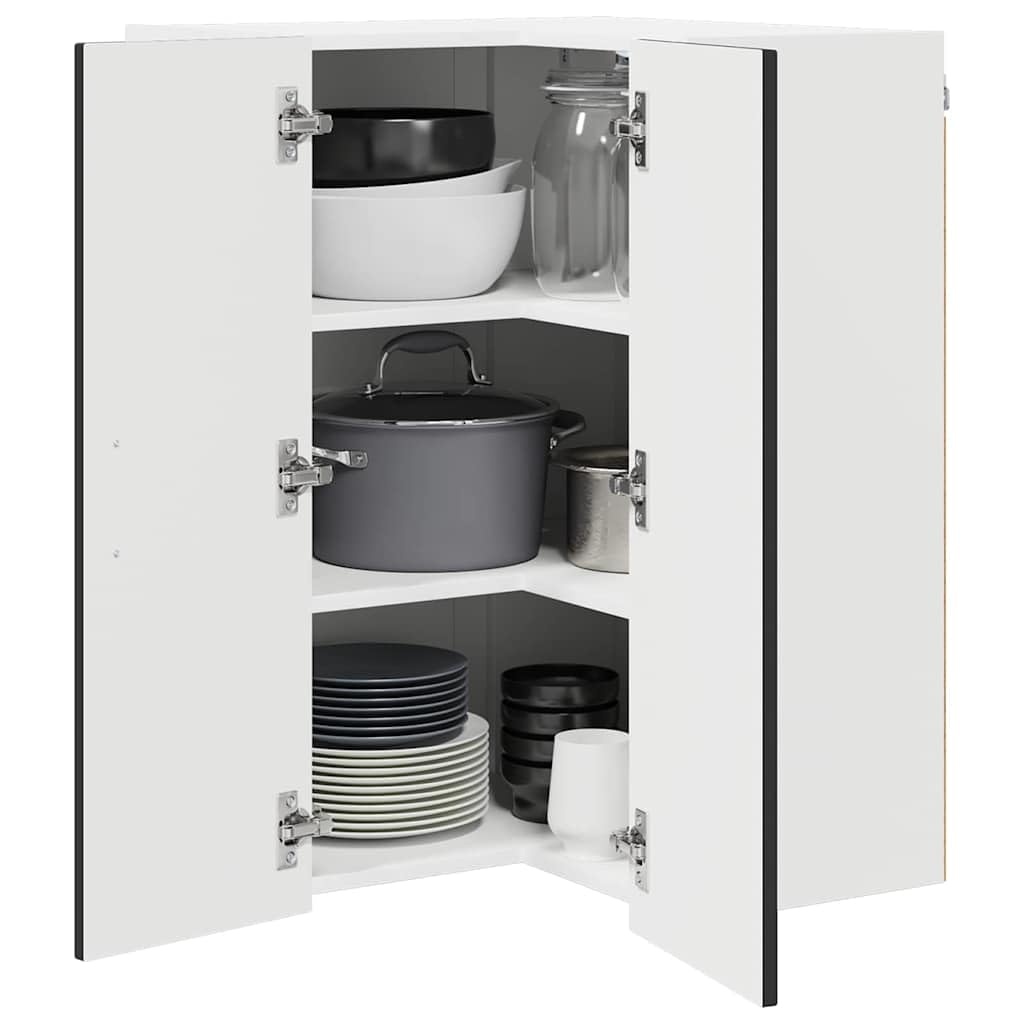vidaXL Wall Corner Cabinet LUCCA Black 57 x 57 x 80 cm Engineered Wood