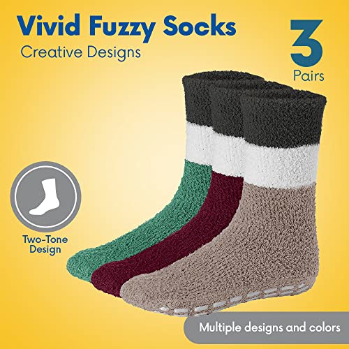 Debra Weitzner Fuzzy Socks for Womens and Men Non-Slip Plush Slipper Socks Microfiber Soft With Grippers 3 Pairs2