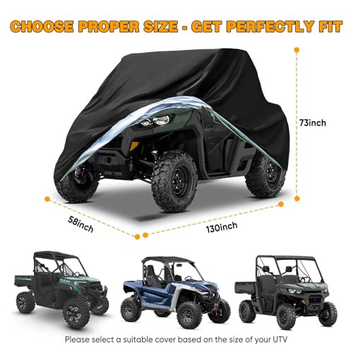 Image of NEVERLAND UTV Covers Heavy Duty, 300D UTV Cover 2-3 Seater All-Weather Protection, Side by Side Cover Outdoor Storage Compatible with Can Am Defender Polaris Ranger Kawasaki Mule Teryx 130 inchx 58 inchx 73 inch