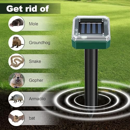 image for Tirgo 8 Pack Mole Repellent Solar Powered for Lawns Snake Repellent fo