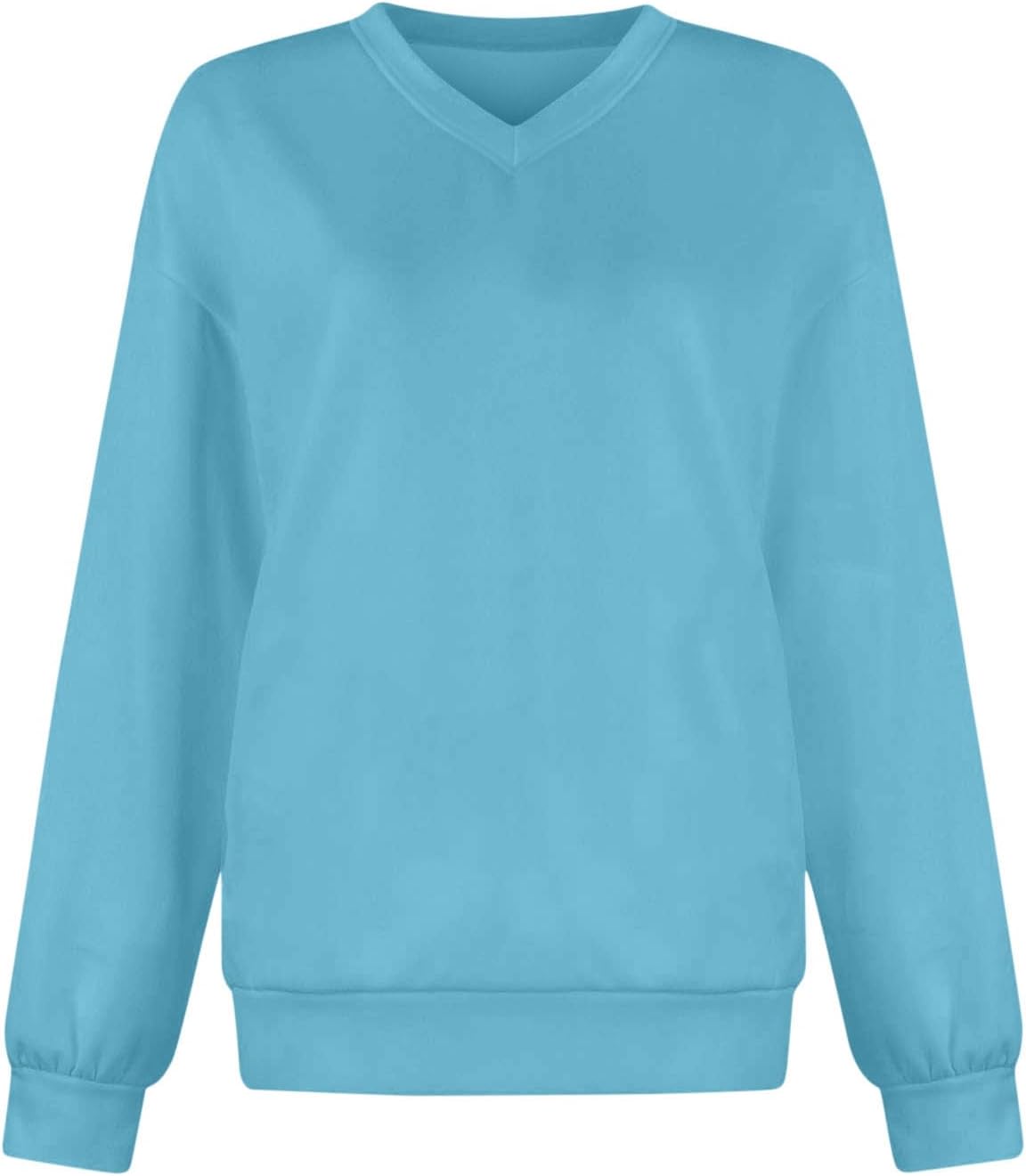 Oplxuo Womens V Neck Oversized Sweatshirts Loose Casual Drop Shoulder Long Sleeve Pullover Tops