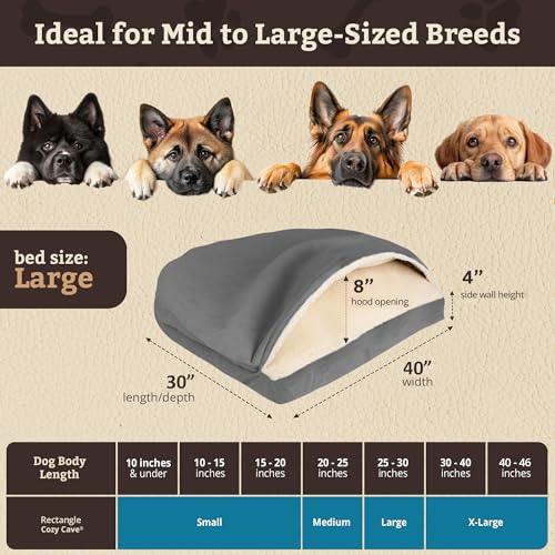 Image of Snoozer Rectangle Cozy Cave Dog Bed, Hooded Dog Bed, Heather Gray (L)