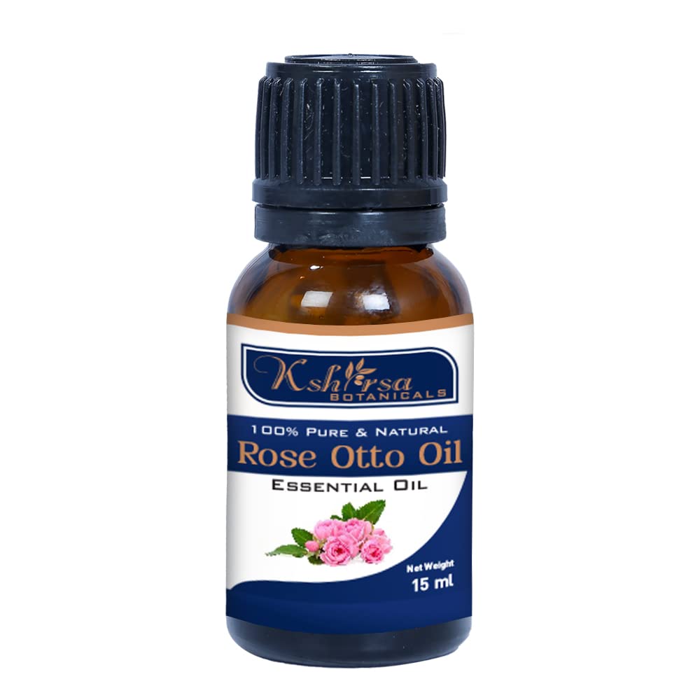 Natural Rose Otto Oil (Rosa Damascena) for Skin Care, Hair Care & Aromatherapy (15 ml)