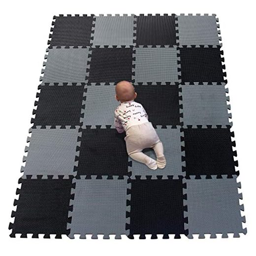 YIMINYUER Stomping Ground Toys - 20 Alfombras Puzzle EVA Coloridas Alfombras de Foam Encajables para Actividades Infantiles en el Piso Negro Gris R04R12G301020