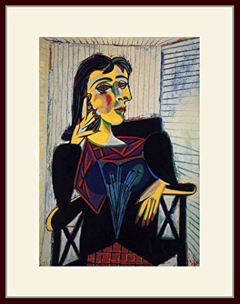 Amazon.co.jp: ピカソ・「座る女 2」 プリキャンバス複製画・ 額付き