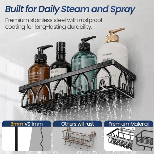 8 Pack Shower Caddy with 2 Towel Bars, Shower Storage Bathroom Organizer - image 2
