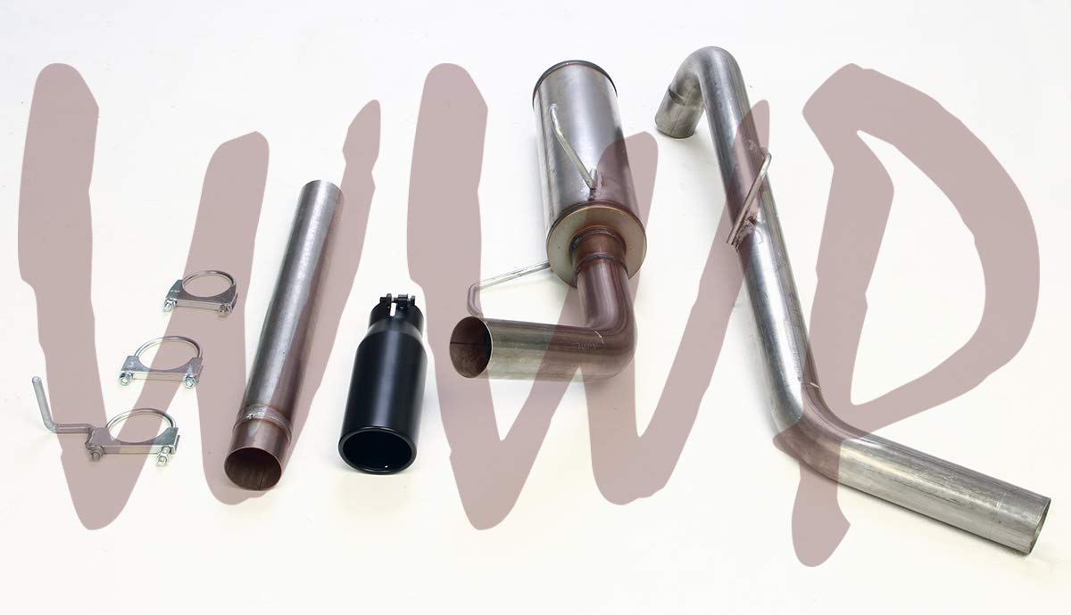 3" Stainless Steel SS409 Cat Back Exhaust Muffler System Kit Black Tip Compatible With 04-05 Dodge Ram 1500 5.7L V8 Hemi Pickup Truck, Standard & Crew Cab Short Bed