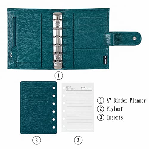 Moterm Pocket Regular Rings Planner - Genuine Leather Binder Organiser (Pebble Deep Teal, 19 mm Ring), Regular Pocket(2.0) - Image 2