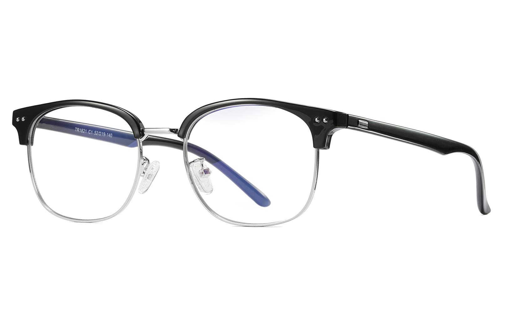 FEISEDY Blue Light Blocking Computer Eyeglasses Anti Blue Light Retro Semi Rimless Eyewear B2456